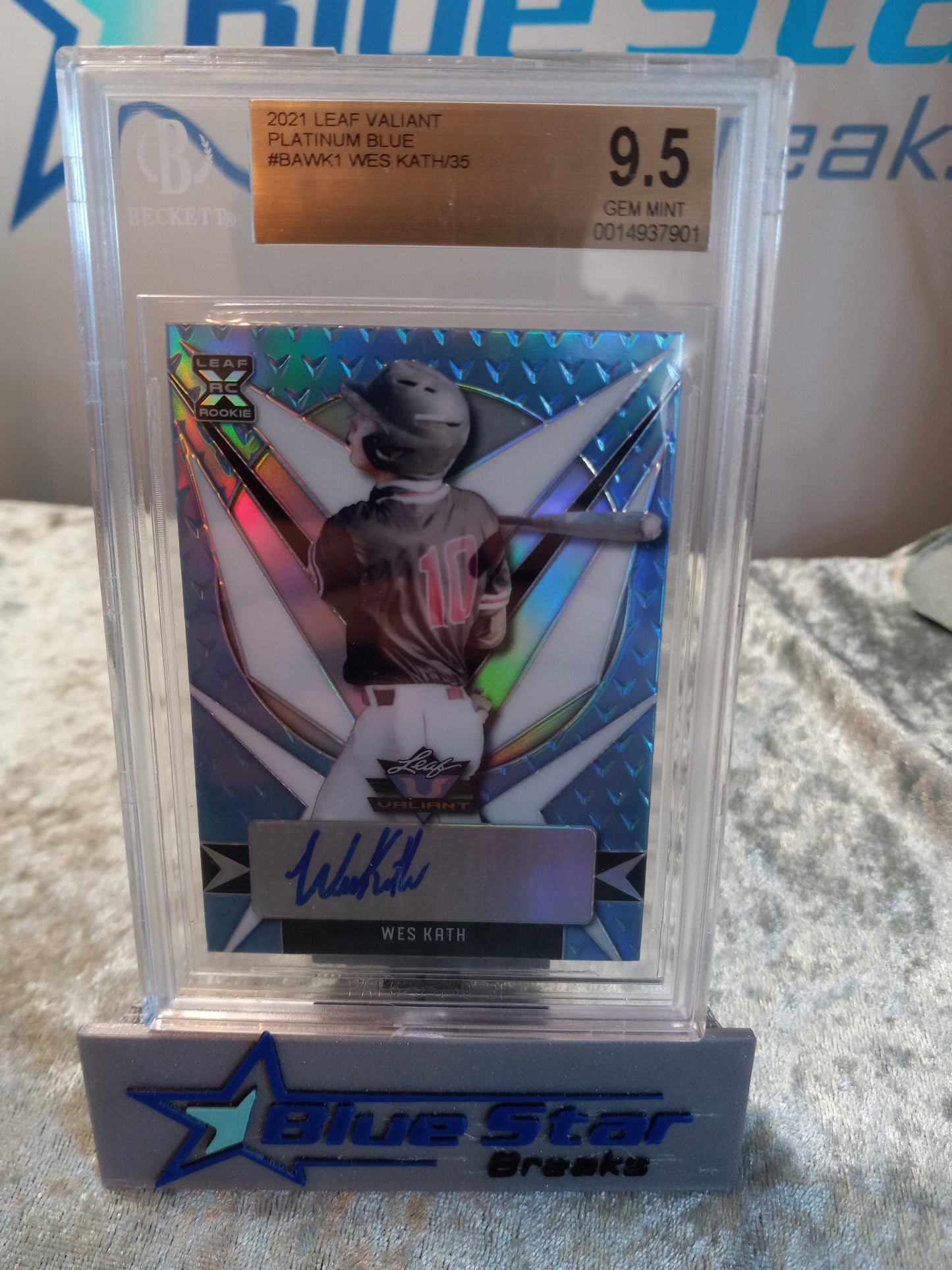 2021 Leaf Valiant Wes Kath Platinum Blue BGS 9.5