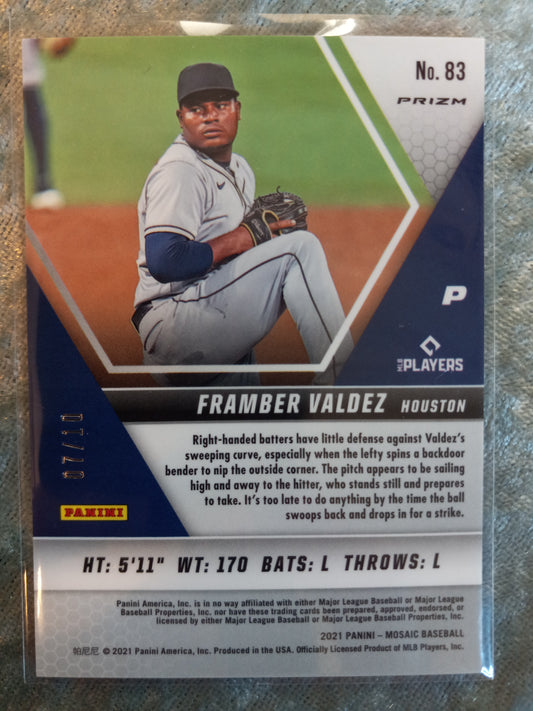 2021 Mosaic Baseball Framber Valdez  GOLD 7/10